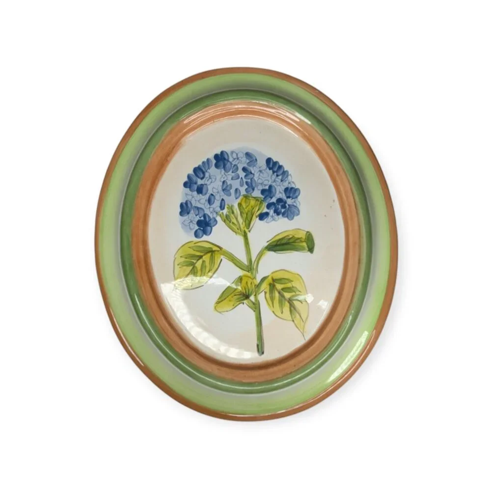 Ceramic Floral Wall Plaques Set of 3 Oval Square & Hexagon